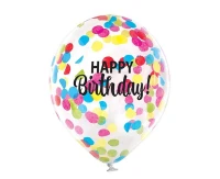 Balony Belbal 12", D11, "Happy Birthday" konfetti, 4szt.
