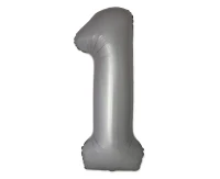Balon foliowy 30" FX - Cyferka 1 Matowy Srebrny Moonlight, niepakowany