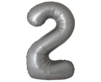 Balon foliowy 30" FX - Cyferka 2 Matowy Srebrny Moonlight, niepakowany