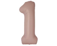 Balon foliowy 30" FX - Cyferka 1 Matowy Różowy Vintage Rose, niepakowany