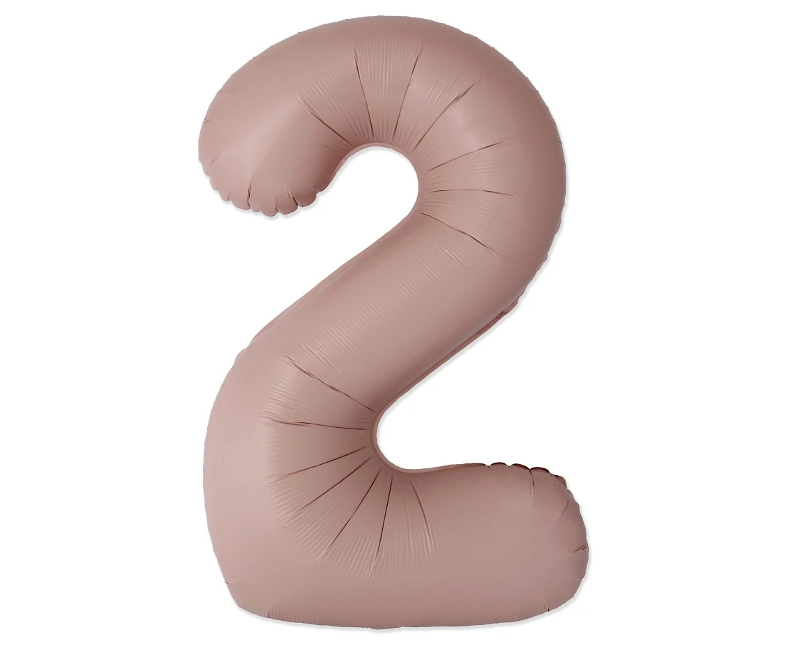 Balon foliowy 30" FX - Cyferka 2 Matowy Różowy Vintage Rose, niepakowany