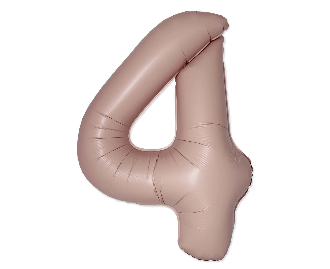 Balon foliowy 30" FX - Cyferka 4 Matowy Różowy Vintage Rose, niepakowany