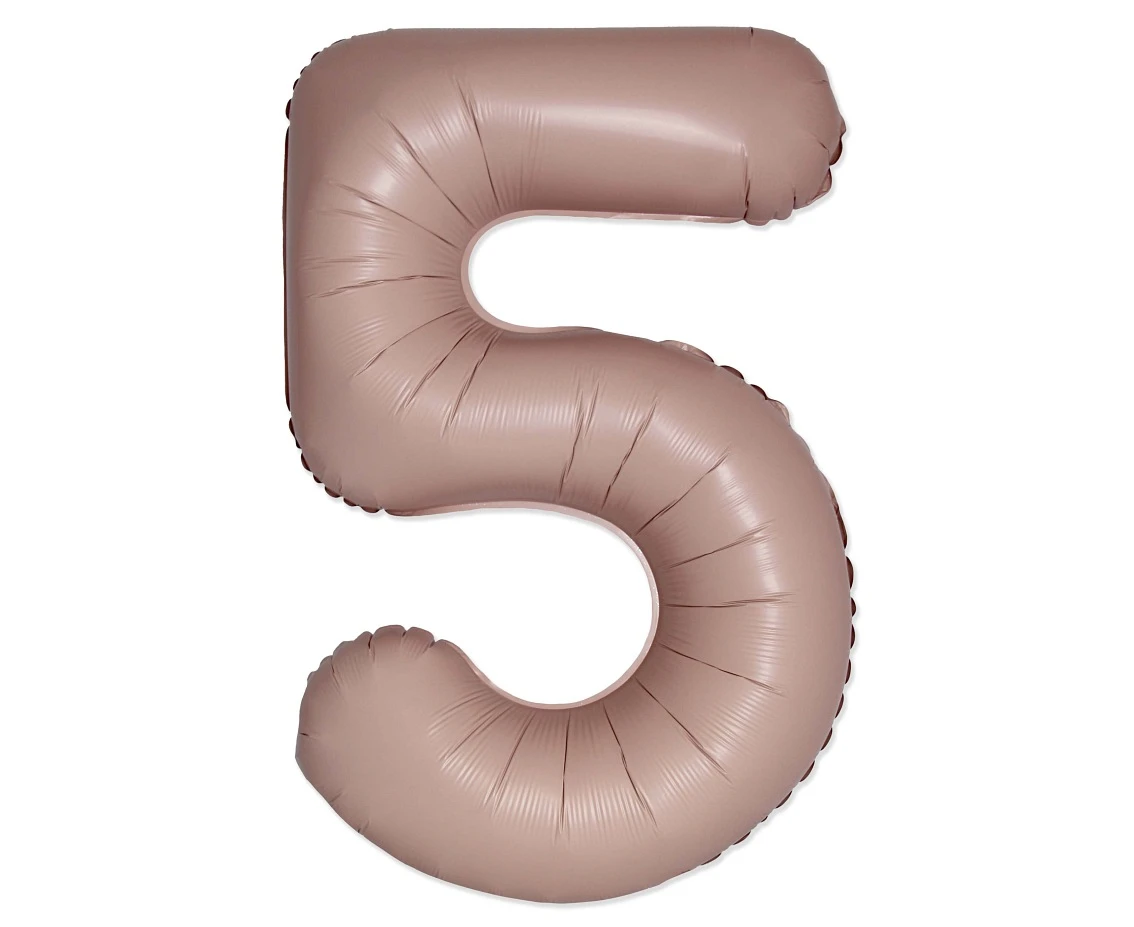 Balon foliowy 30" FX - Cyferka 5 Matowy Różowy Vintage Rose, niepakowany