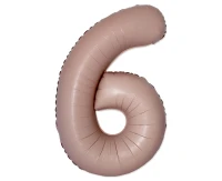 Balon foliowy 30" FX - Cyferka 6 Matowy Różowy Vintage Rose, niepakowany