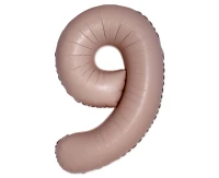Balon foliowy 30" FX - Cyferka 9 Matowy Różowy Vintage Rose, niepakowany