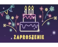 Zaproszenie Neon Party, Tort, 10 szt.