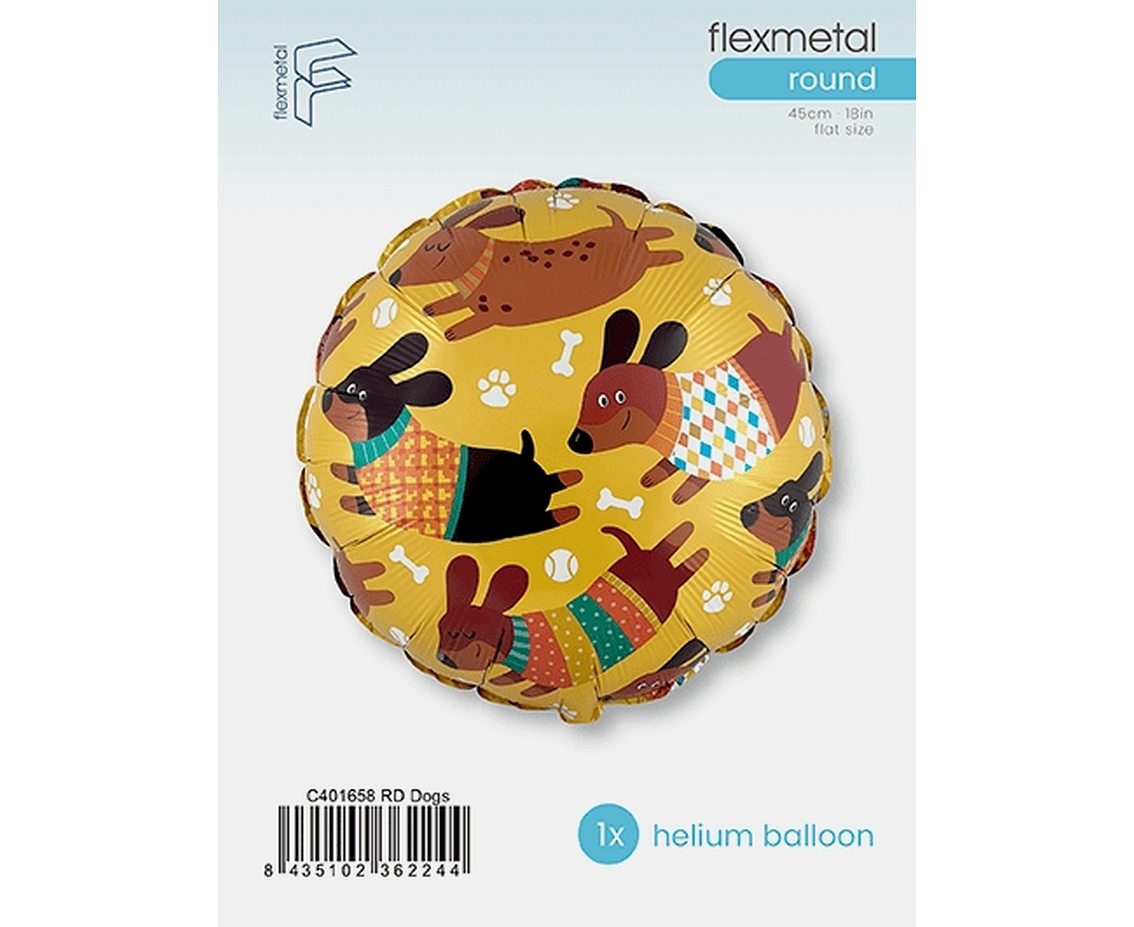 Balon foliowy 18" FX - Pieski (okrągły), pakowany