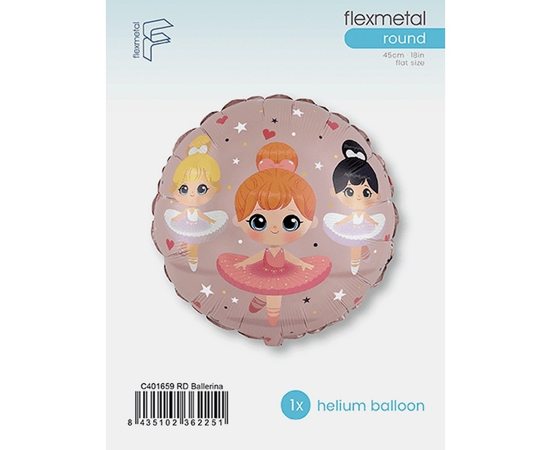 Balon foliowy 18" FX - Ballerina (okrągły), pakowany