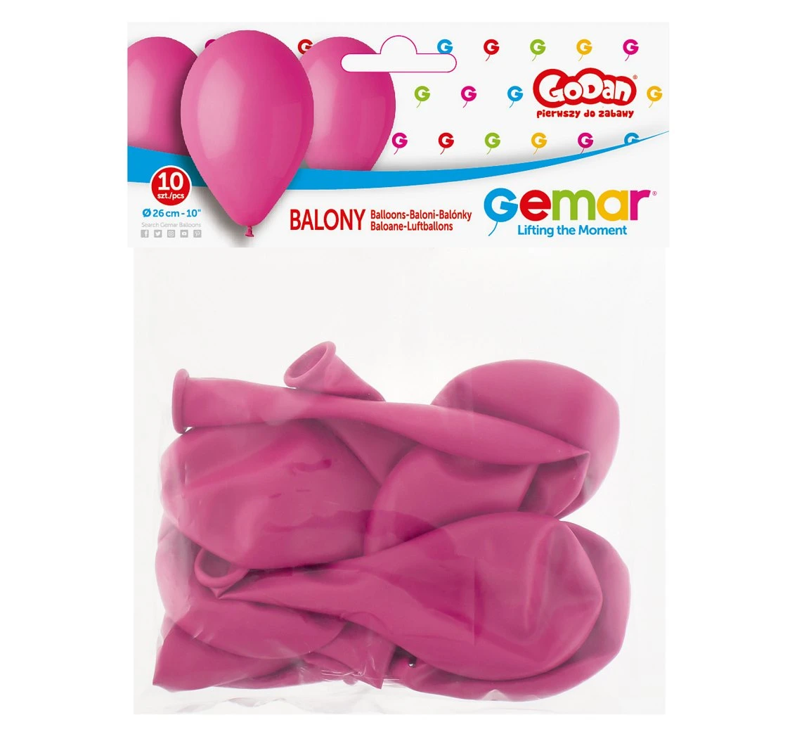 Balony Gemar 10", pastel premium ciemnoróżowe, 10szt.