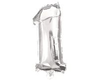 Balon foliowy Cyfra 1, srebrna, 85 cm