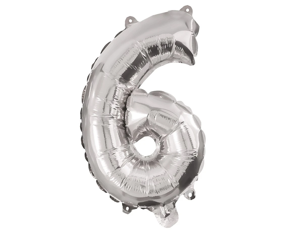 Balon foliowy Cyfra 6, srebrna, 85 cm