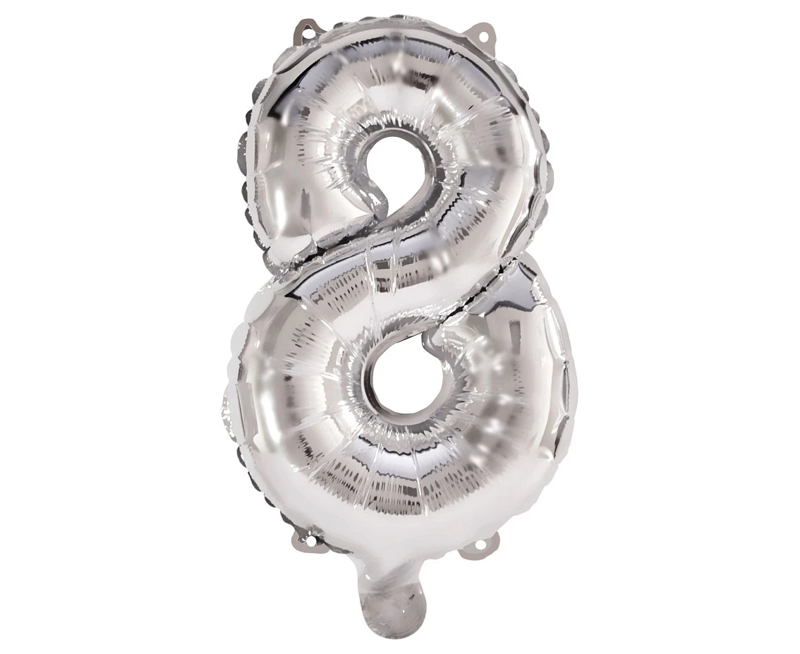 Balon foliowy Cyfra 8, srebrna, 85 cm