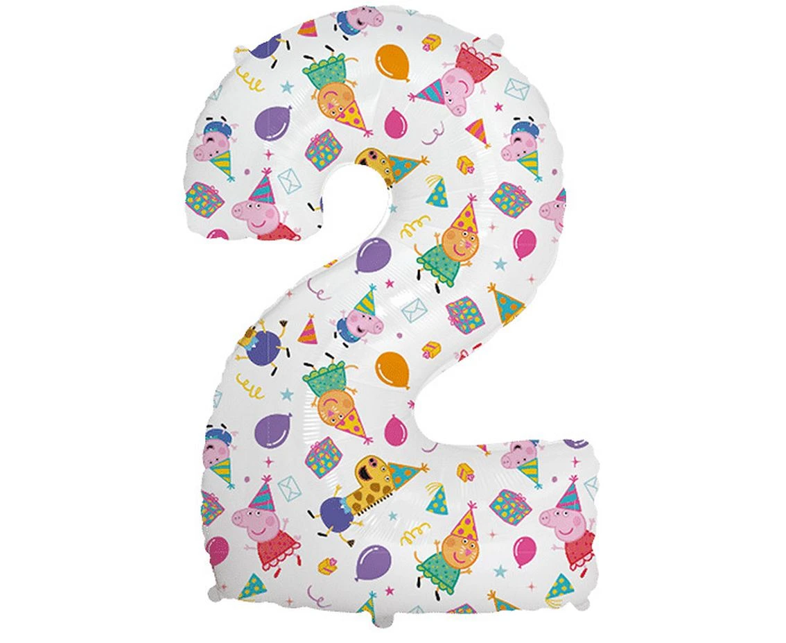 Balon foliowy FX - Cyfra 2 Peppa Pig, 102 cm, pakowany