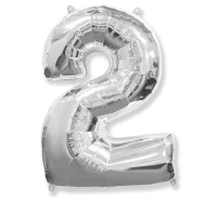 Balon foliowy FX - Number 2 srebrny 85 cm KK, niepakowany