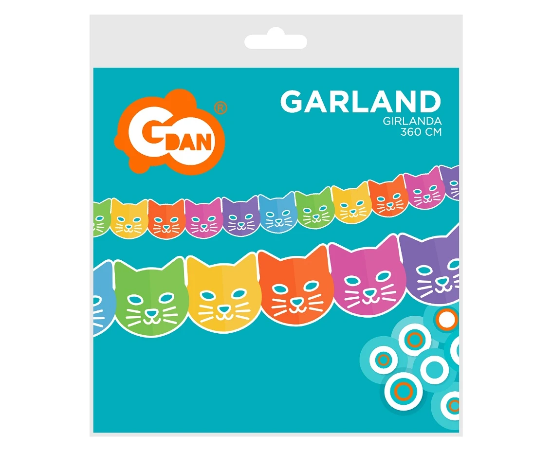 Girlanda papierowa Kolorowe kotki, 360x18x17.9cm KK
