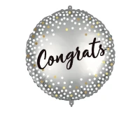 Balon foliowy 18'' Congrats Metallic Spots, 1 szt.