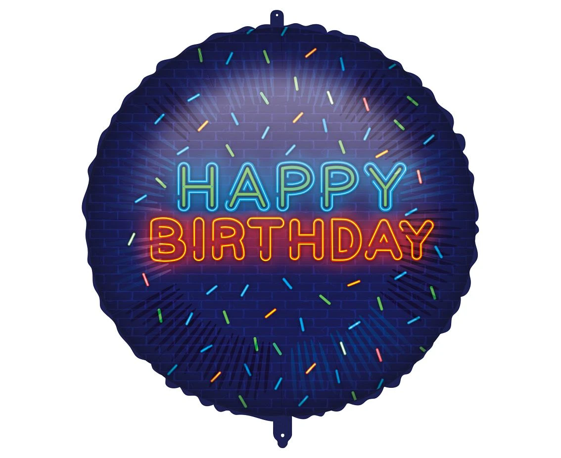 Balon foliowy 18'' Happy Birthday Neon, 1 szt.