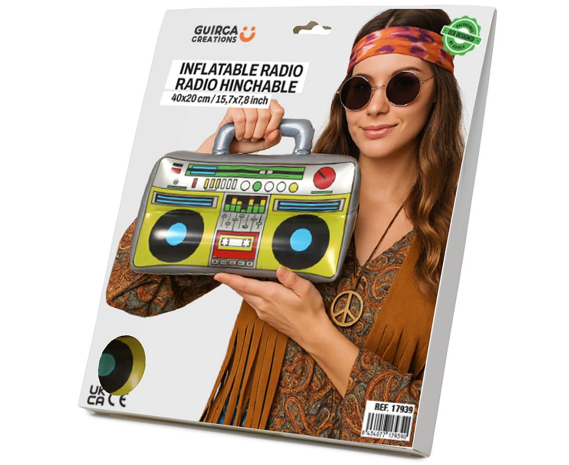 Radio dmuchane boombox lata 80-90te, 40×20 cm