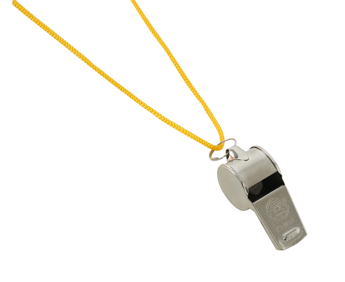 Gwizdek metalowy ze sznurkiem, 4 szt., 4 cm