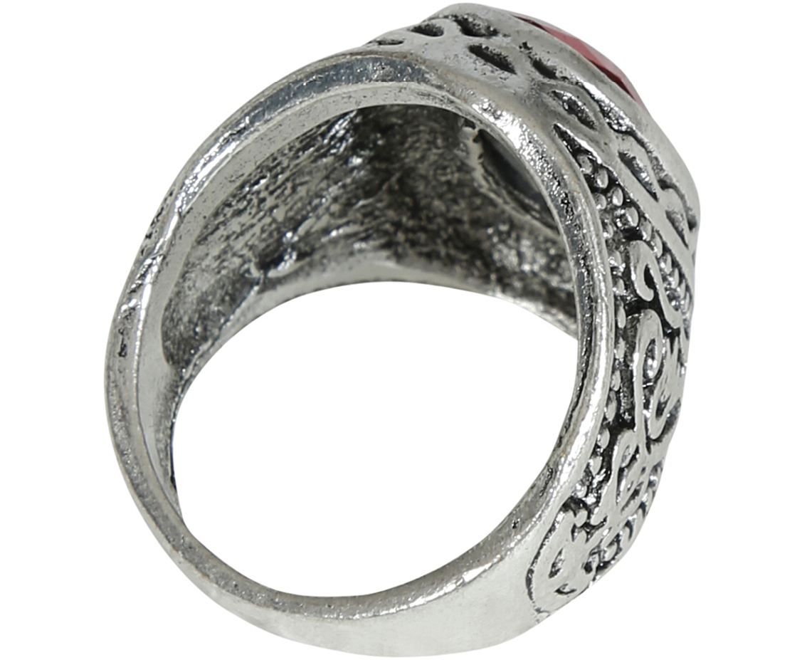 Pierścień z rubinem, metaliczny, 2 cm