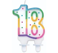 Świeczka cyferka z kropeczkami "18", 8 cm KK