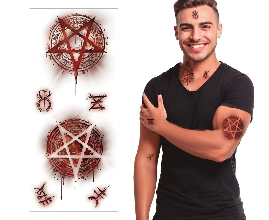 Tatuaże zmywalne satanistyczne, 30×13 cm