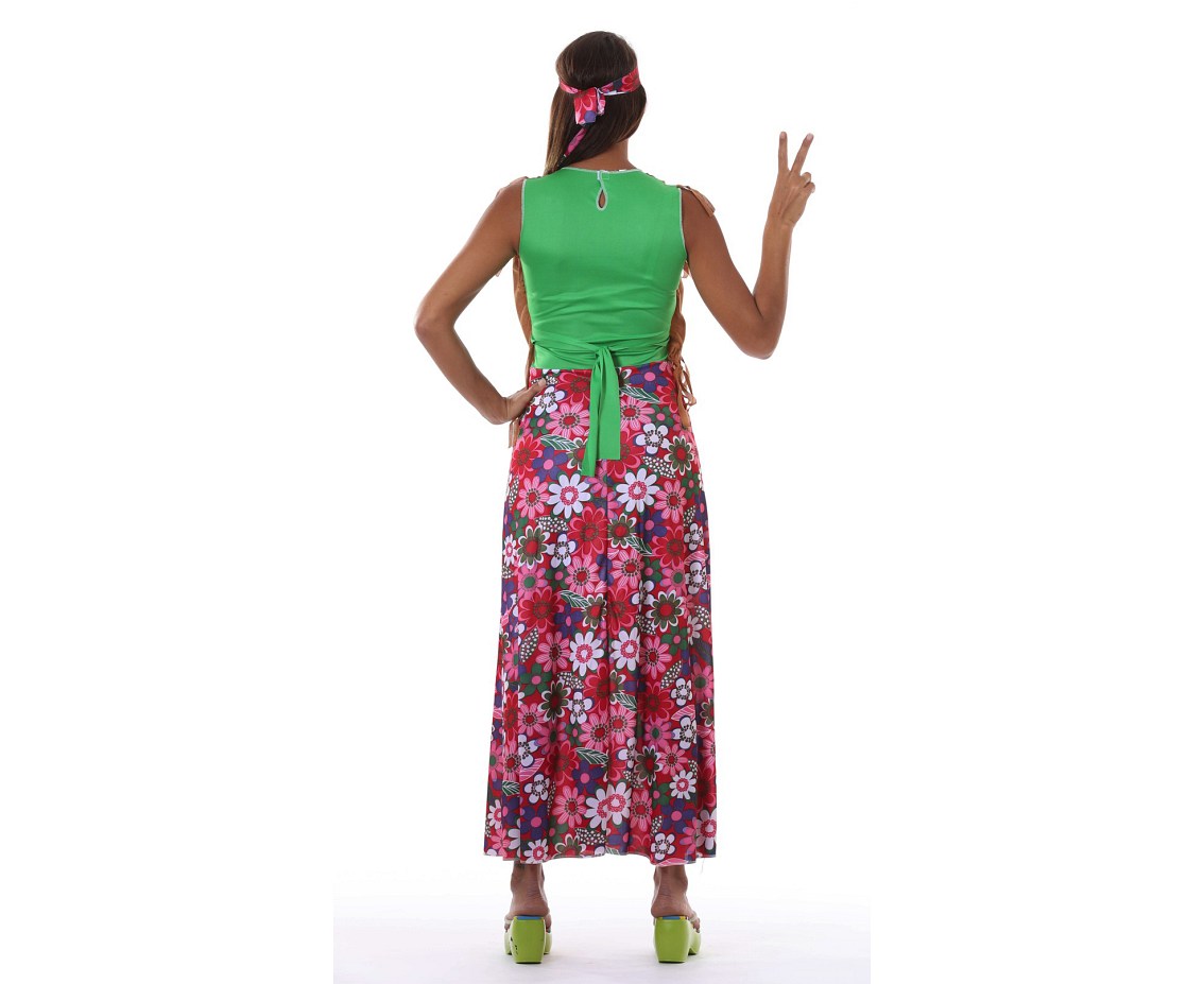 Strój Wesoły Hippie, rozm. 38–40 (M) (kamizelka, opaska, sukienka)
