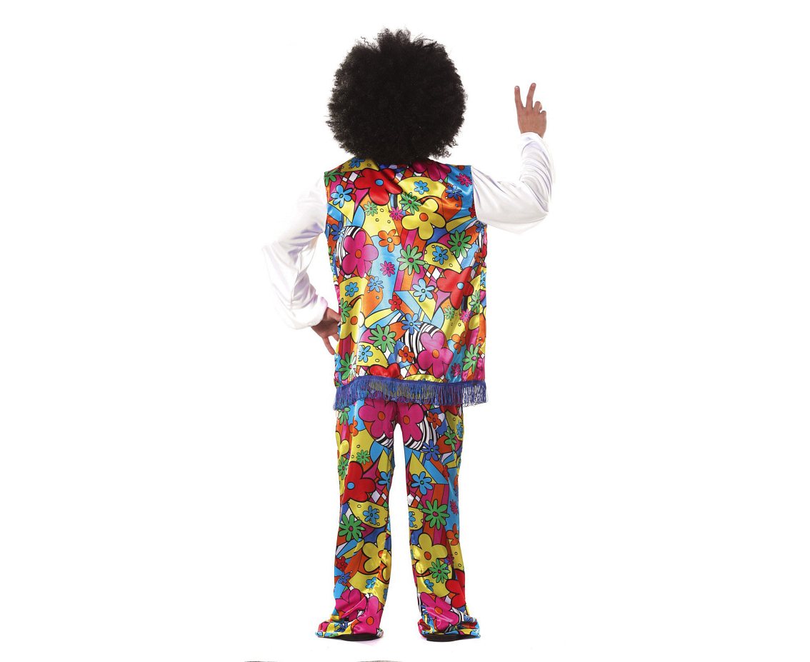 Strój Tęczowy Hippie, rozm. 54–56 (XL) (kamizelka, opaska, spodnie, koszula)