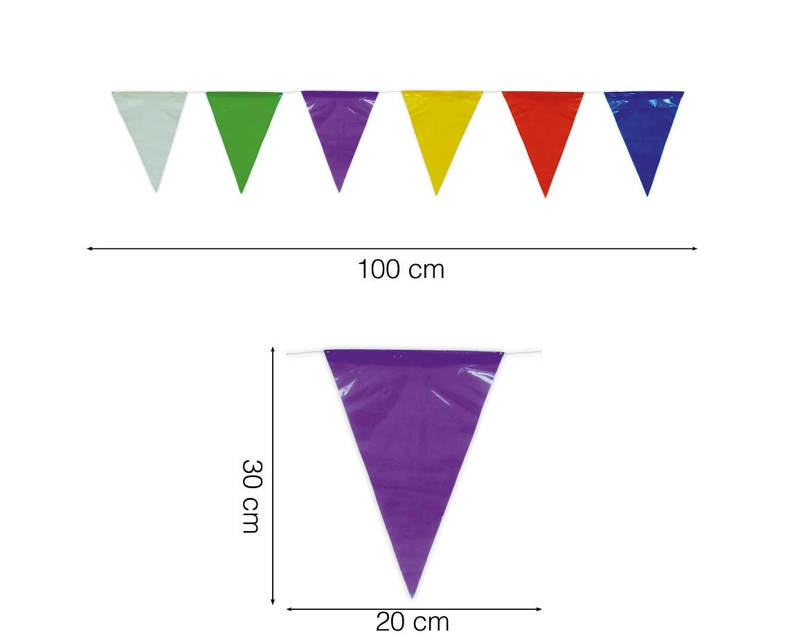 Girlanda proporczyków plastikowa, wielokolorowa, 50 m, 20×30 cm