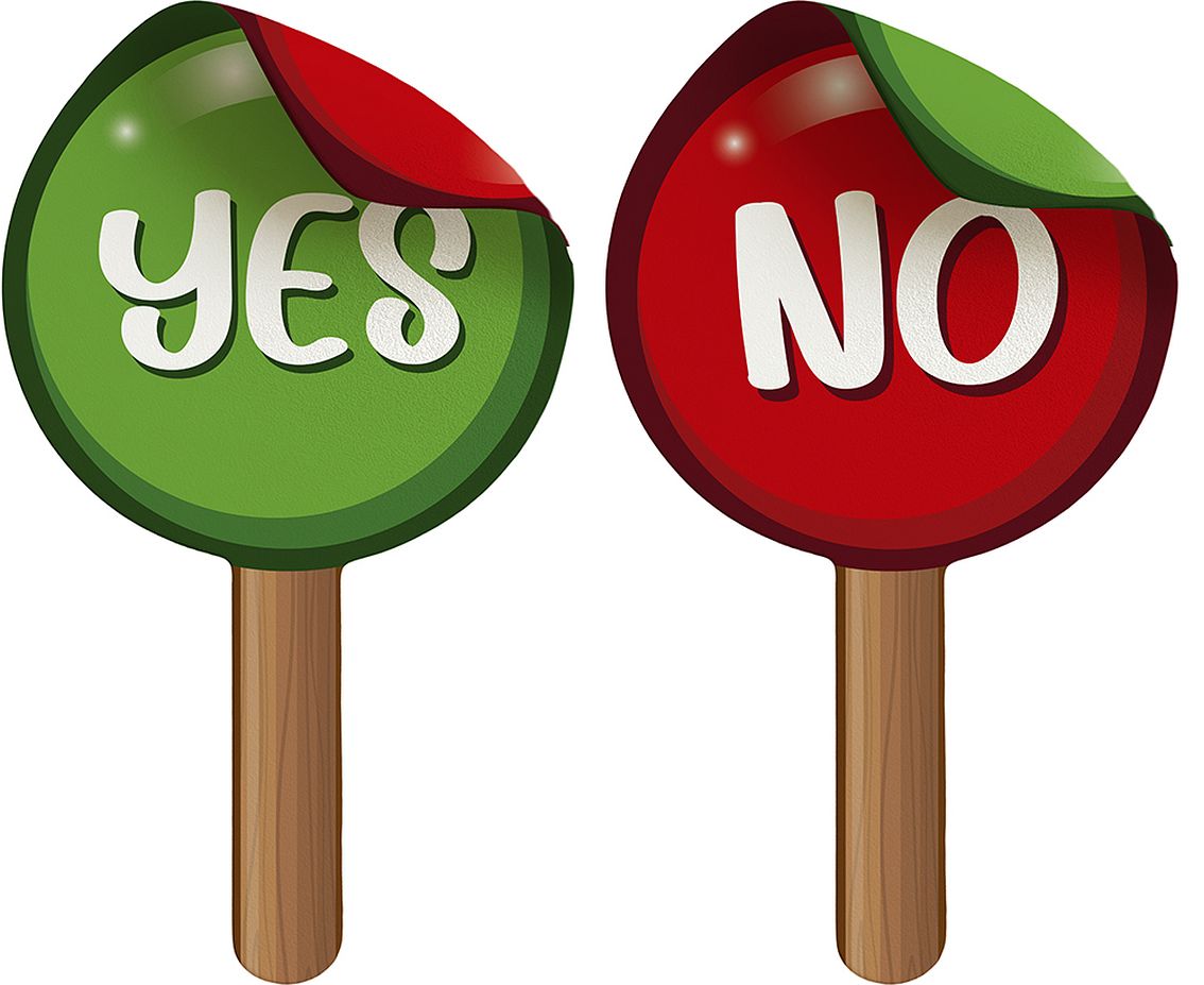 Znak YES OR NO, 13x25 cm