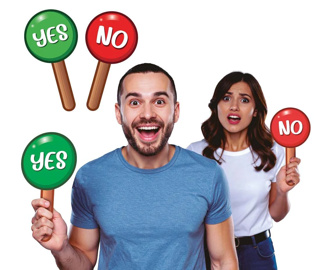 Znak YES OR NO, 13x25 cm