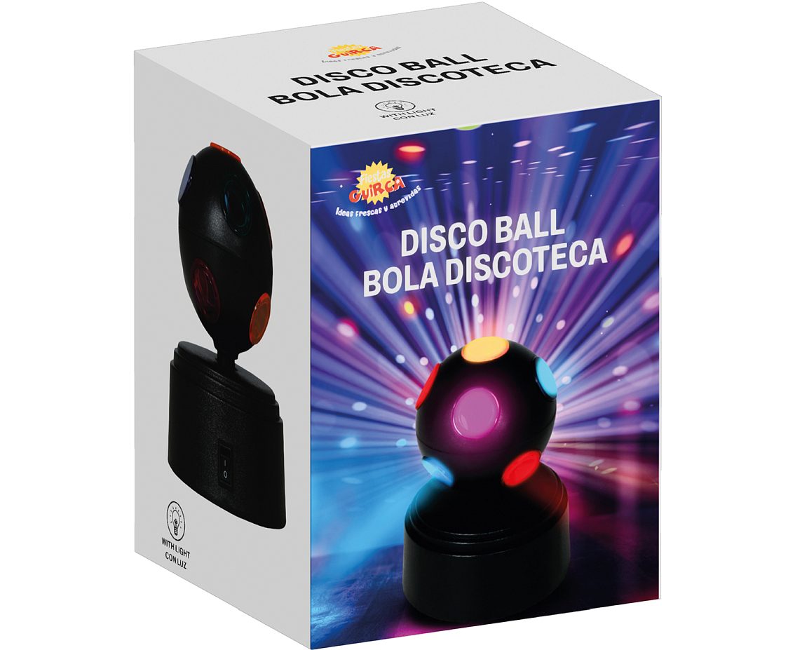 Kula disco LED, 9×9×12 cm, na baterie