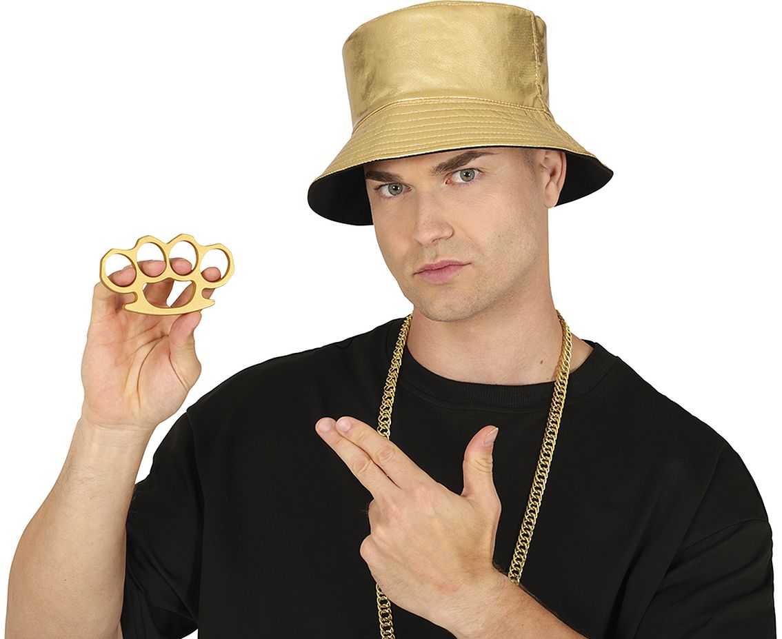 Kastet złoty, przebranie hiphop, raper, 10.5 cm