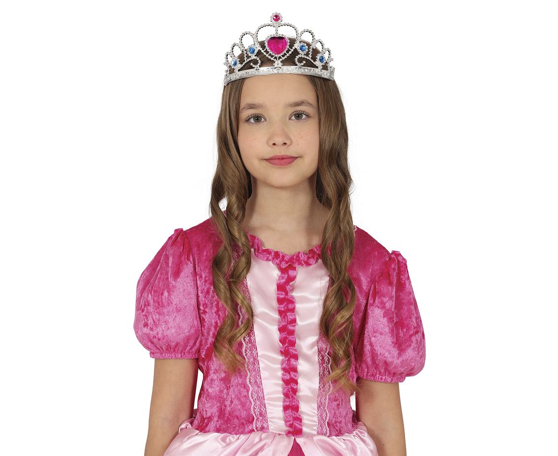 Tiara srebrna z różowym sercem