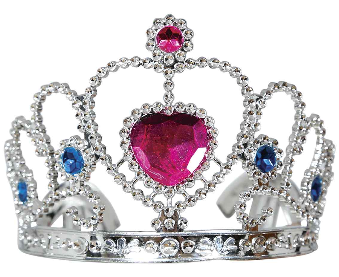 Tiara srebrna z różowym sercem
