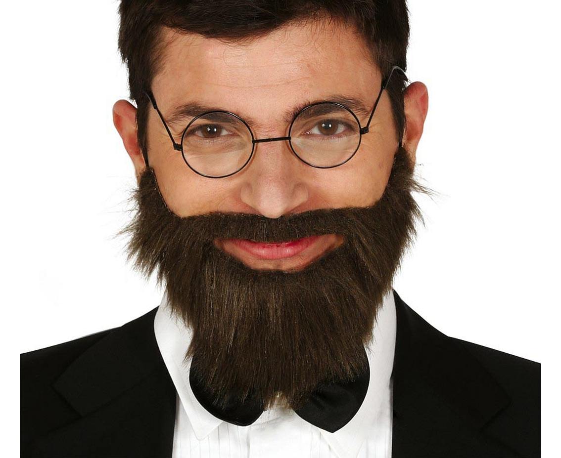 Broda i wąsy na gumce, brązowe