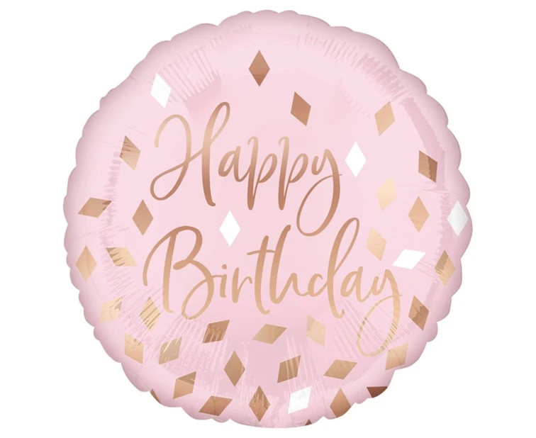 Balon foliowy 18" CIR - "Happy Birthday" różowy, zapakowany KK
