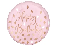 Balon foliowy 18" CIR - "Happy Birthday" różowy, zapakowany KK