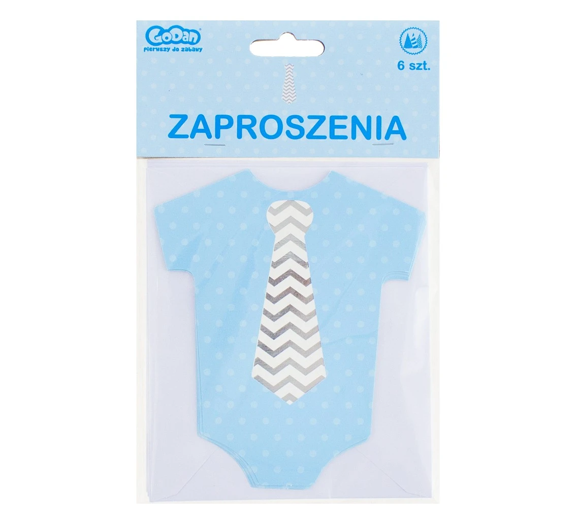 Zaproszenia z kopertą "Little boy", niebieskie, 6 szt. KK