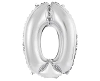Balon foliowy "Cyfra 0", srebrna, 35 cm KK
