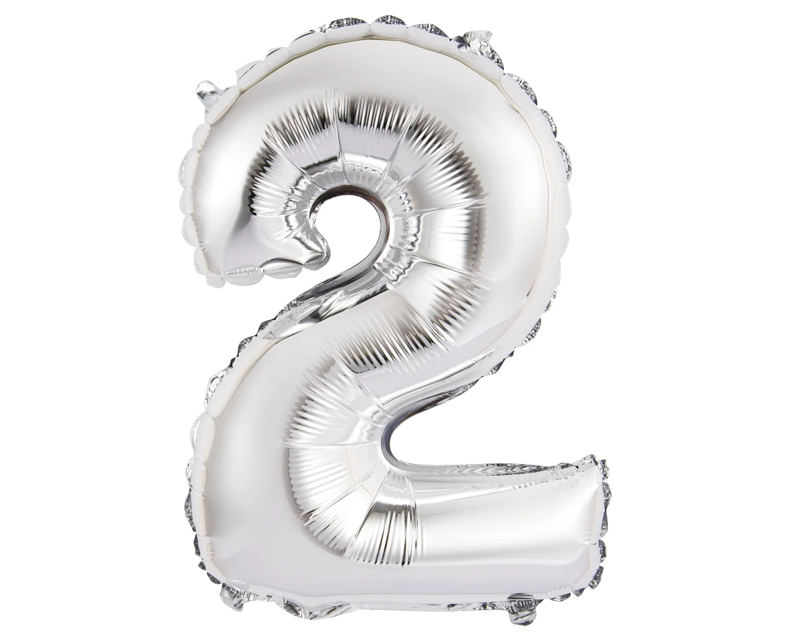 Balon foliowy "Cyfra 2", srebrna, 35 cm KK