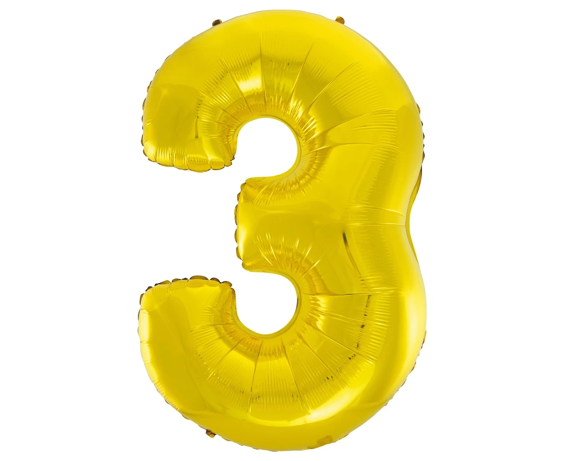 Balon foliowy B&C Cyfra 3, złota, 92 cm AA