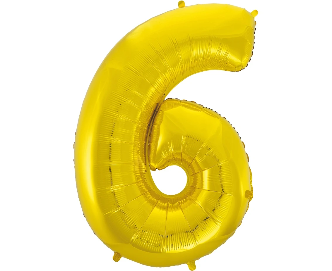 Balon foliowy B&C Cyfra 6, złota, 92 cm AA