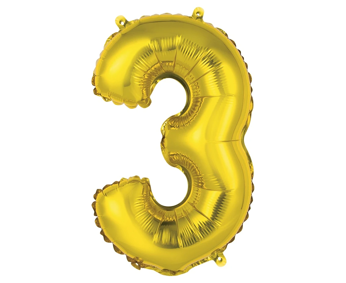 Balon foliowy "Cyfra 3", złota, 35 cm