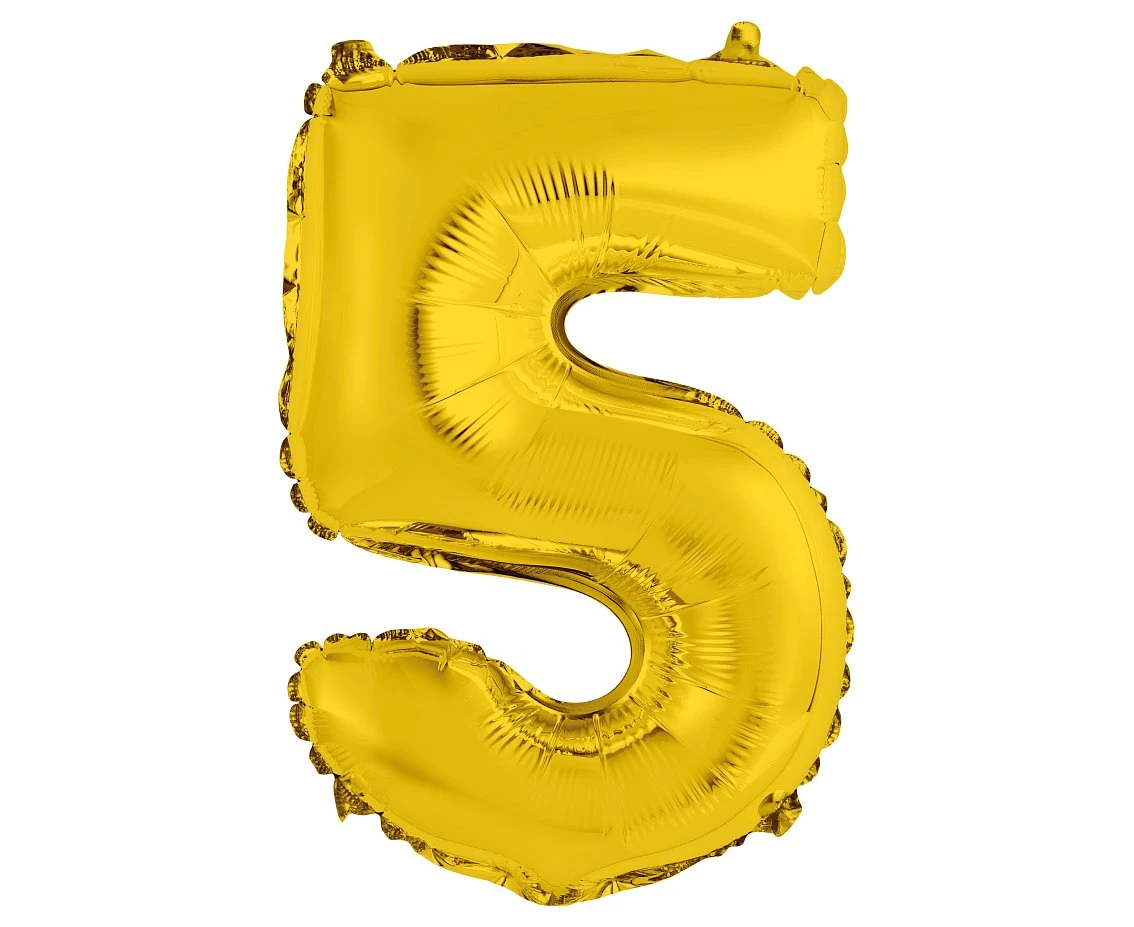 Balon foliowy "Cyfra 5", złota, 35 cm