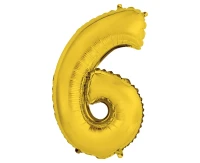 Balon foliowy "Cyfra 6", złota, 35 cm
