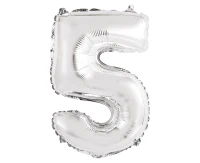 Balon foliowy "Cyfra 5", srebrna, 35 cm KK