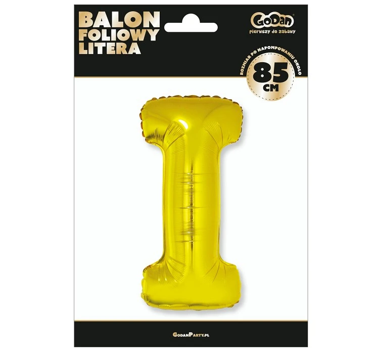 Balon foliowy "Litera I", złota, 89 cm KK