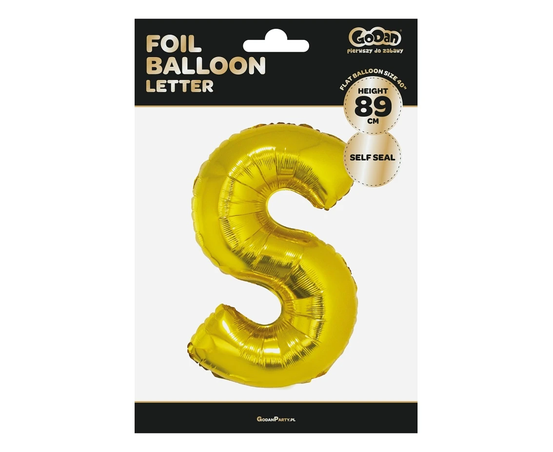 Balon foliowy "Litera S", złota, 89 cm KK