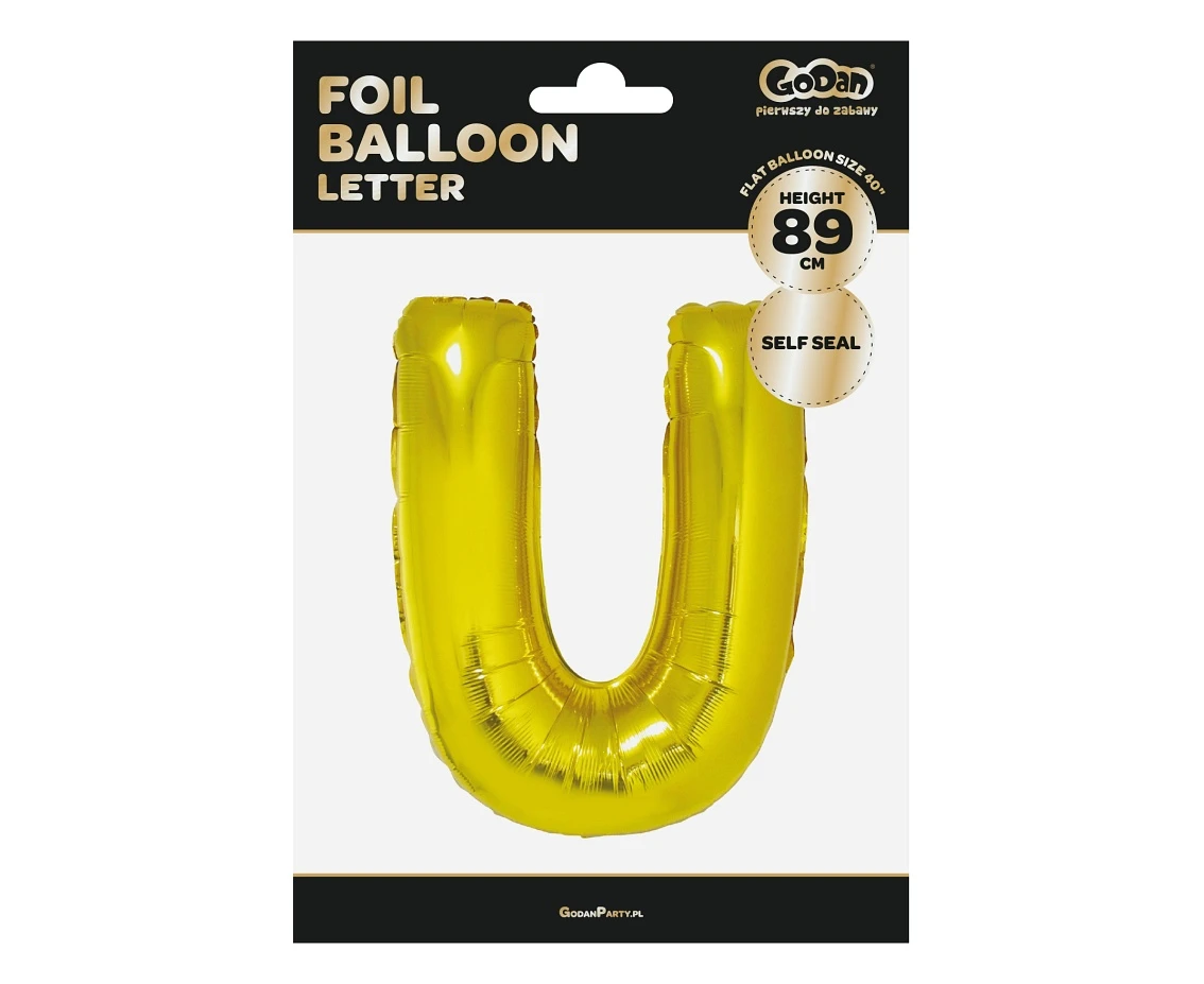 Balon foliowy "Litera U", złota, 89 cm KK